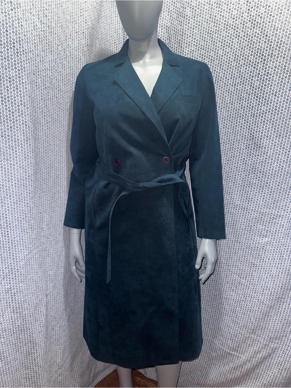Vintage ILGWU Suede Blue Teal Trench